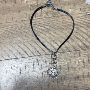 Silpada Silver Medallion Necklace on Black Cord